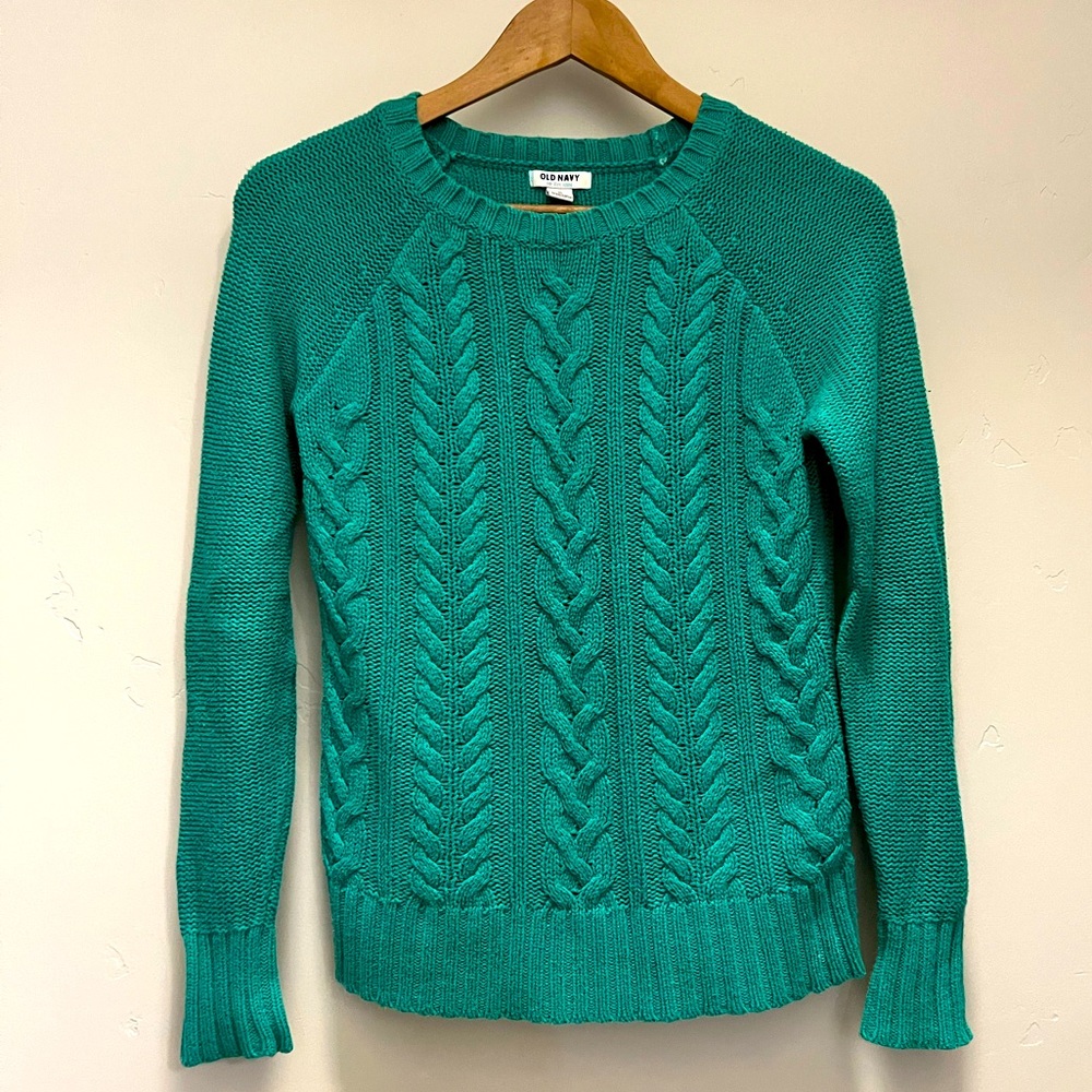 Old Navy Green Cable Knit Sweater